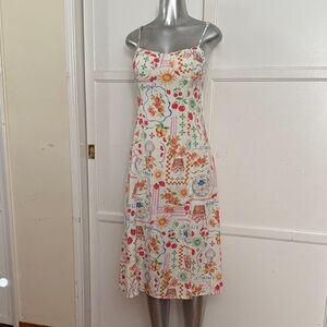Le Lis White Floral & Fruit Midi Slip Dress